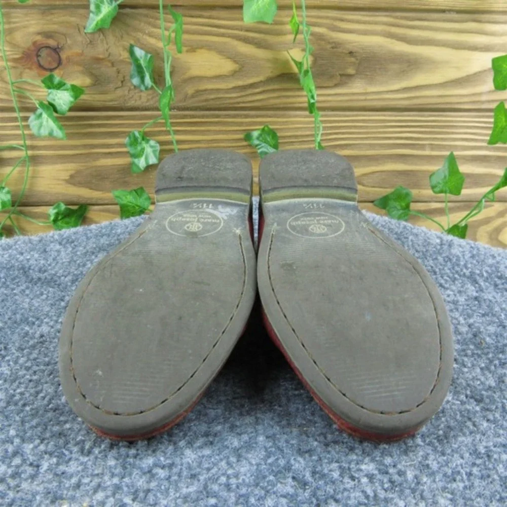 Marc Joseph New York Boys Penny Loafer Shoes Red Leather Slip On Size T 11.5 Med